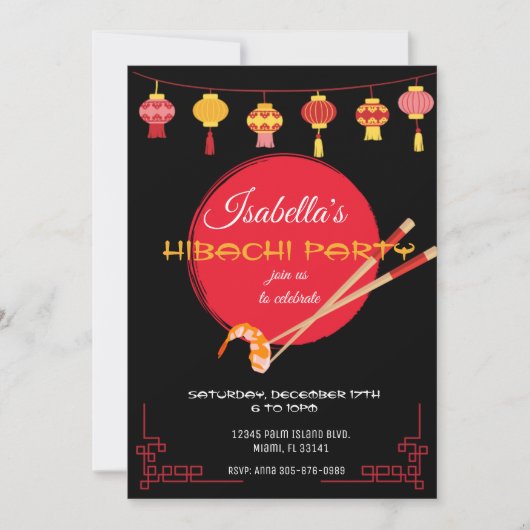 Japanse Hibachi Dinner Party Uitnodiging Verjaarda (Voorkant)