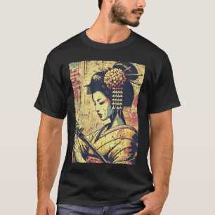 Japanse Hipster Geisha Katana Vintage Vrouwen Meis T-shirt