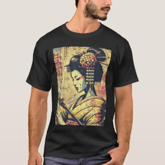 Japanse Hipster Geisha Katana Vintage Vrouwen Meis T-shirt