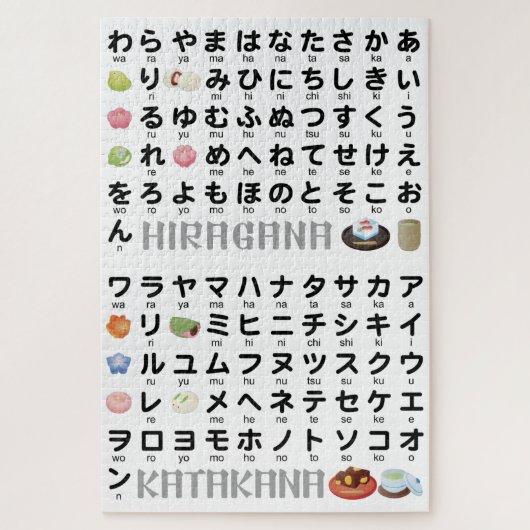 Japanse Hiragana- en Katakana-tabel (Wagashi) Legpuzzel (Verticaal)