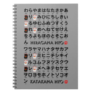 Japanse Hiragana- en Katakana-tafel (Lucky Cat) Notitieboek