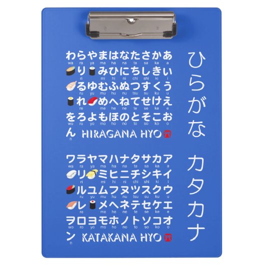 Japanse Hiragana- en Katakana-tafel (Sushi) Klembord (Voorkant)