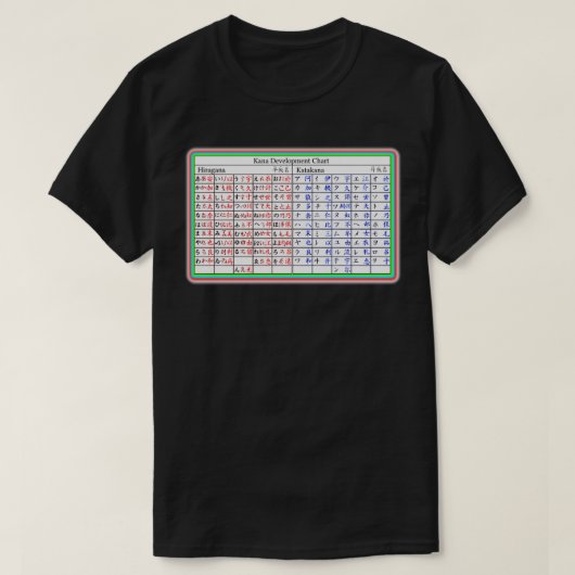 Japanse Hiragana Katakana Cheat Sheet Posters T-shirt (Design voorkant)