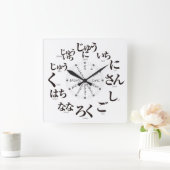 Japanse Hiragana-stijl [wit gezicht] Vierkante Klok (Huis)