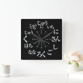 Japanse Hiragana-stijl [zwart gezicht] Vierkante Klok (Huis)