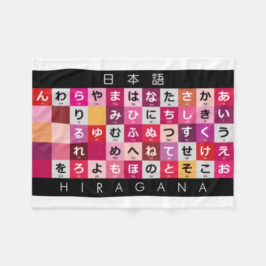 Japanse Hiragana-tabel Fleece Deken (Voorkant (Horizontaal))