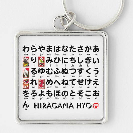 Japanse Hiragana-tafel (Hanafuda) Sleutelhanger (Voorkant)