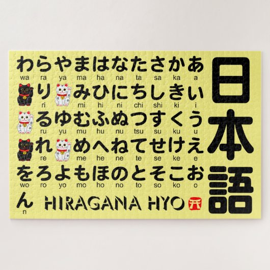 Japanse Hiragana-tafel (Lucky Cat) Legpuzzel (Horizontaal)