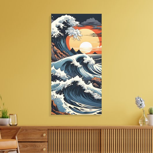 Japanse Hokusai-golf Canvas Afdruk (Insitu (Woonkamer))