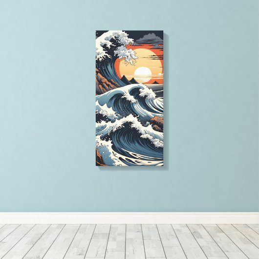 Japanse Hokusai-golf Canvas Afdruk (Insitu (Houten vloer))