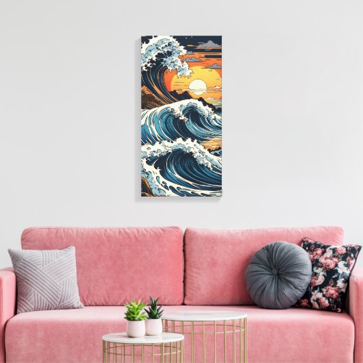 Japanse Hokusai-golf Canvas Afdruk (Insitu (Woonkamer))