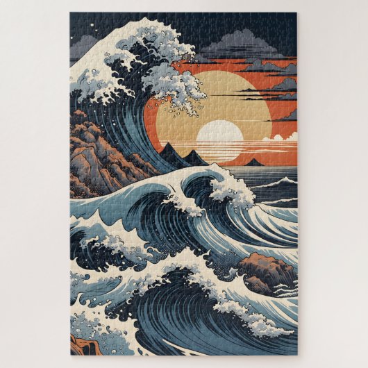 Japanse Hokusai-golf Legpuzzel (Verticaal)