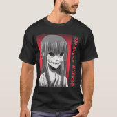 Japanse horror anime gestikte mond t-shirt (Voorkant)