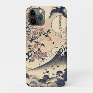 Japanse Houtblok Kersenbloesem Kraanvogel Mount Fu Case-Mate iPhone Case