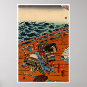 Japanse Houtblokprint Samoerai Krijger Poster