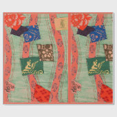 JAPANSE HOUTDRUK PRINT PATROON Inpakpapier (Vlak)