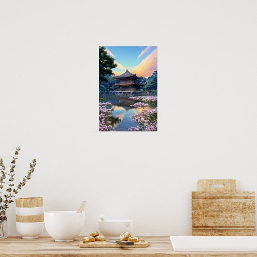 Japanse houten tempel poster (Keuken)