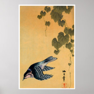 Japanse Houtsnede Vogel Kunst Aziatische Vintage Poster