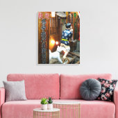Japanse Humor - Dog Pulling Pants Down Canvas Afdruk (Insitu (Woonkamer))
