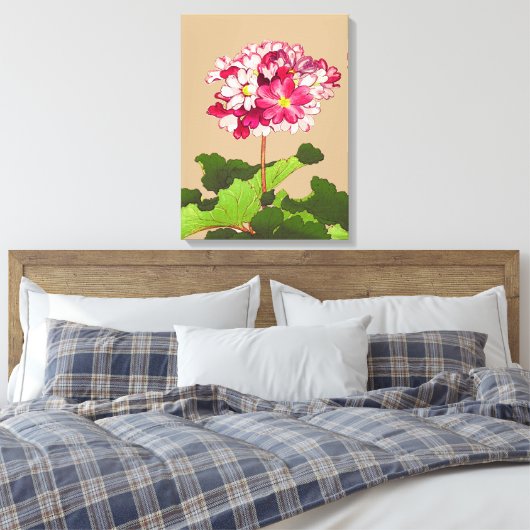  Japanse hydrangea. Roze en groen Canvas Afdruk (Insitu (Slaapkamer))