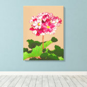 Japanse hydrangea. Roze en groen Canvas Afdruk (Insitu (Houten vloer))