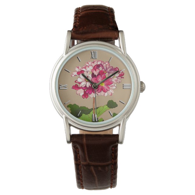  Japanse hydrangea. Roze en groen Horloge (Voorkant)