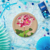  Japanse hydrangea. Roze en groen Papieren Bordje (Feest)