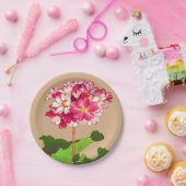  Japanse hydrangea. Roze en groen Papieren Bordje (Feest)