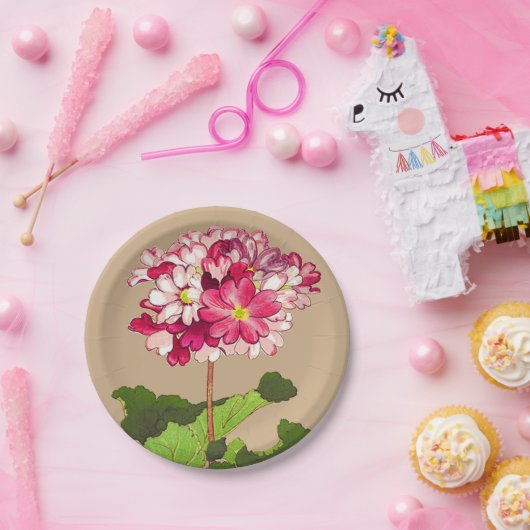  Japanse hydrangea. Roze en groen Papieren Bordje (Feest)