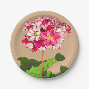 Japanse hydrangea. Roze en groen Papieren Bordje