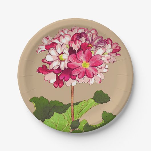  Japanse hydrangea. Roze en groen Papieren Bordje (Voorkant)