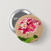 Japanse hydrangea. Roze en groen Ronde Button 5,7 Cm (Voorkant /achterkant)