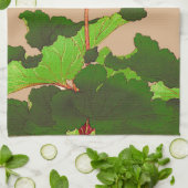 Japanse hydrangea. Roze en groen Theedoek (Gevouwen)