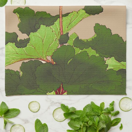  Japanse hydrangea. Roze en groen Theedoek (Gevouwen)