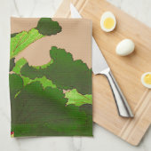 Japanse hydrangea. Roze en groen Theedoek (Quarter Fold)