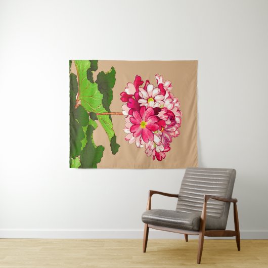  Japanse hydrangea. Roze en groen Wandkleed (In Situ (horizontaal))