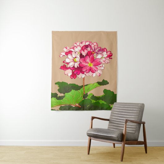  Japanse hydrangea. Roze en groen Wandkleed (In situ)