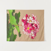 Japanse hydrangea. Roze en groen Wandkleed (Voorkant (horizontaal))