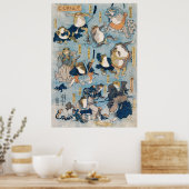 japanse illustratie van gepersonificeerde kikkers poster (Keuken)