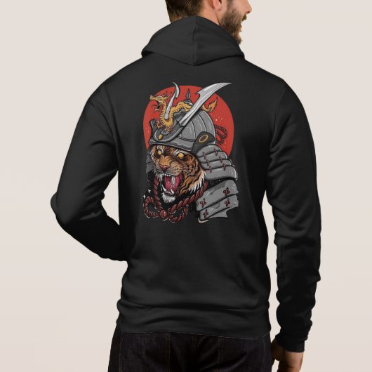 Japanse illustratietijger samurai hoodie (Achterkant)