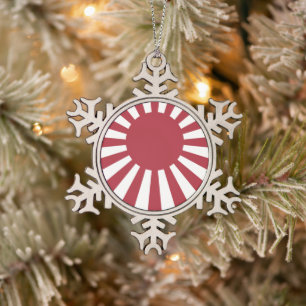 Japanse Imperiale Opgangzonnevlag, Edo tot WW2 Tin Sneeuwvlok Ornament