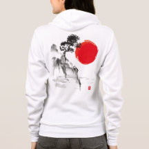 Japanse Ink Wash Mountain & Sun Hoodie