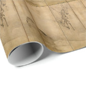 Japanse inkt op papier Gibbons Primates & Landscap (Rol Hoek)