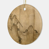 Japanse inkt op papier Gibbons Primates & Landscap Keramisch Ornament (Links)