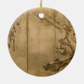 Japanse inkt op papier Gibbons Primates & Landscap Keramisch Ornament (Achterkant)