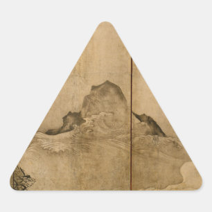 Japanse inkt op papier Gibbons Primates & Landscap Sticker