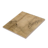 Japanse inkt op papier Gibbons Primates & Landscap Tegeltje (Zijkant)