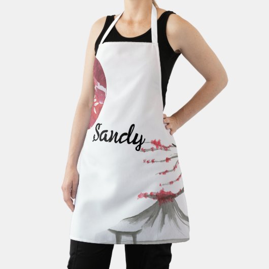 Japanse inktprinten Sakura en Fuji Design Schort (Insitu)