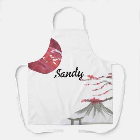 Japanse inktprinten Sakura en Fuji Design Schort (Voorkant)