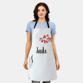 Japanse inktprinten Sakura en kraan Schort (Gedragen)